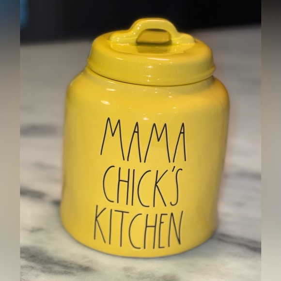 Rae Dunn MAMA CHICK'S KITCHEN Yellow Canister Jar 2022! RARE! - Picture 1 of 6